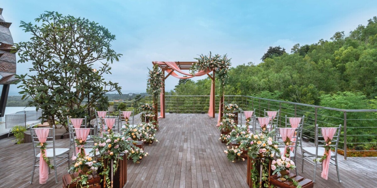 Jungle Pool Deck Wedding Ceremony