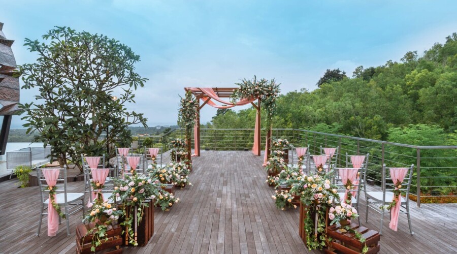 Jungle Pool Deck Wedding Ceremony