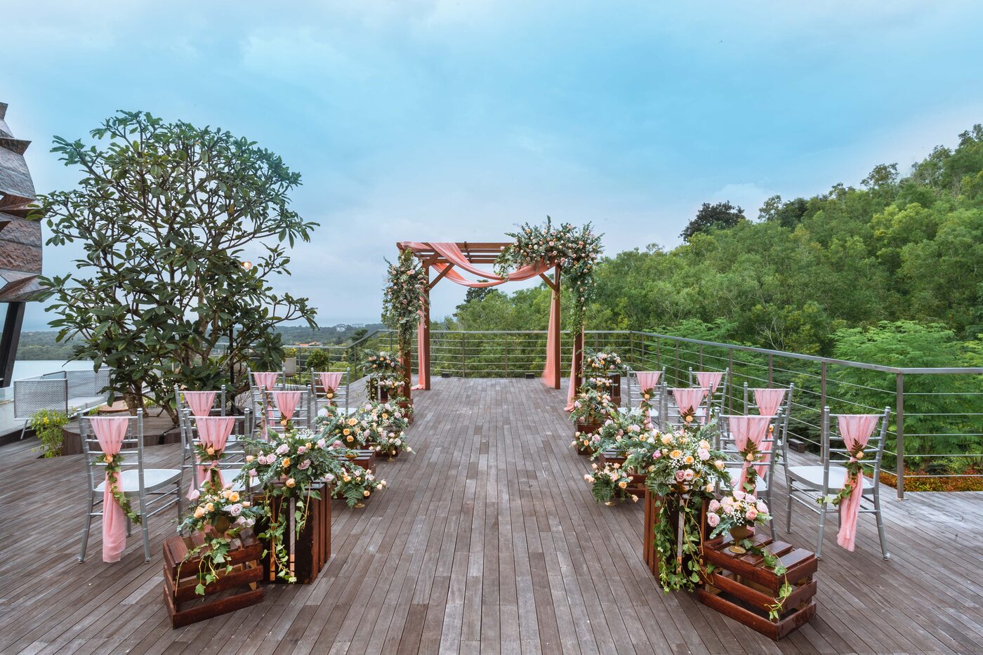 Jungle Pool Deck Wedding Ceremony