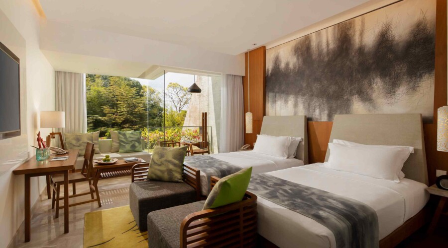 Garden view twin bed