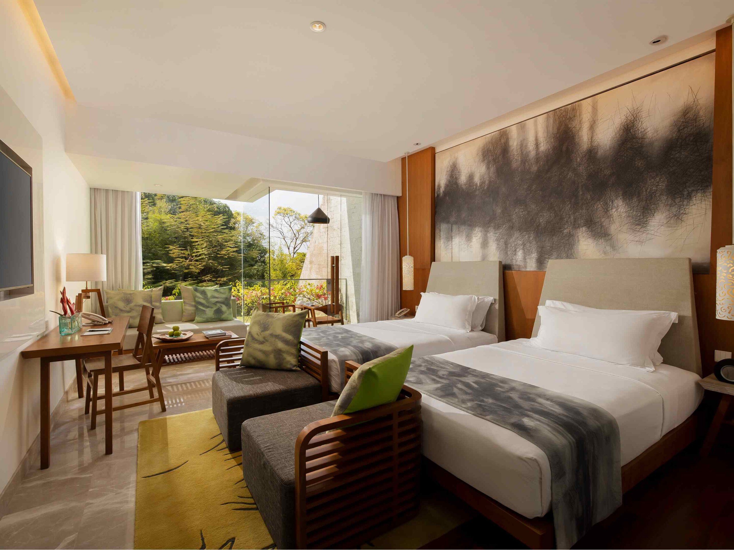 Garden view twin bed