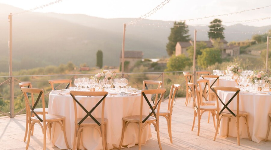 Indoor and outdoor dining setups